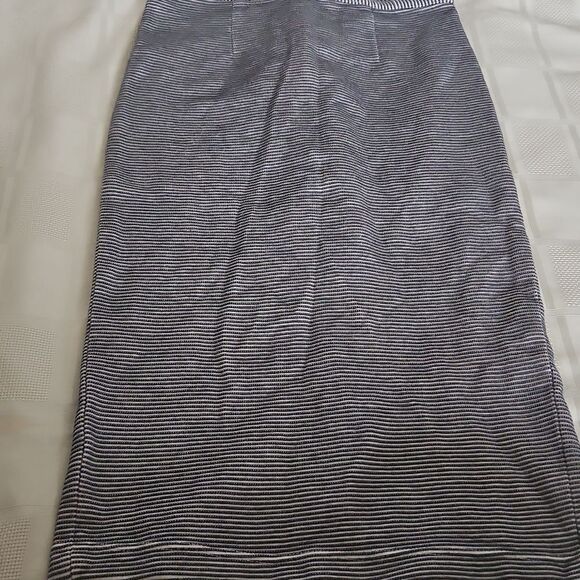 Topshop Striped Pencil Midi Skirt 4 Navy Blue/Gray - Picture 14 of 16